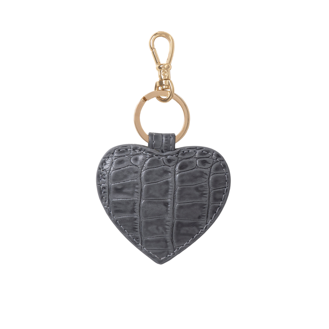 HEART KEYCHAIN GREY CROC