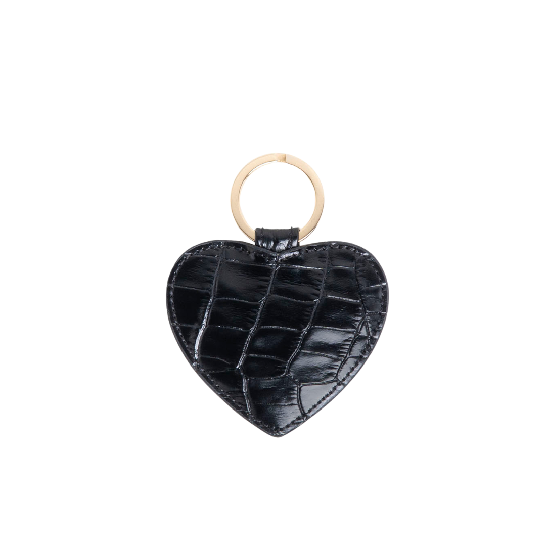 HEART KEYCHAIN BLACK CROC