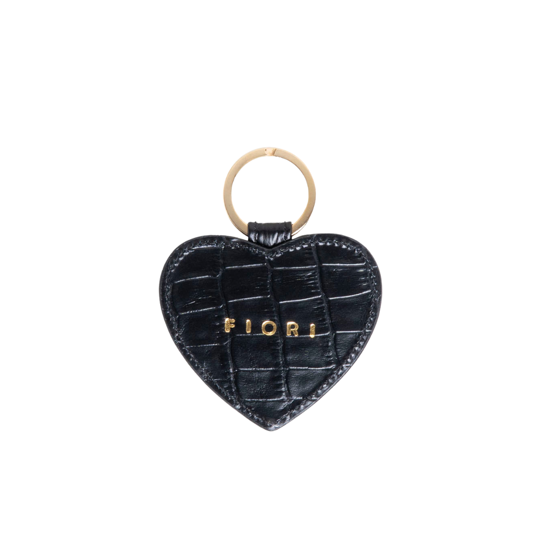 HEART KEYCHAIN BLACK CROC